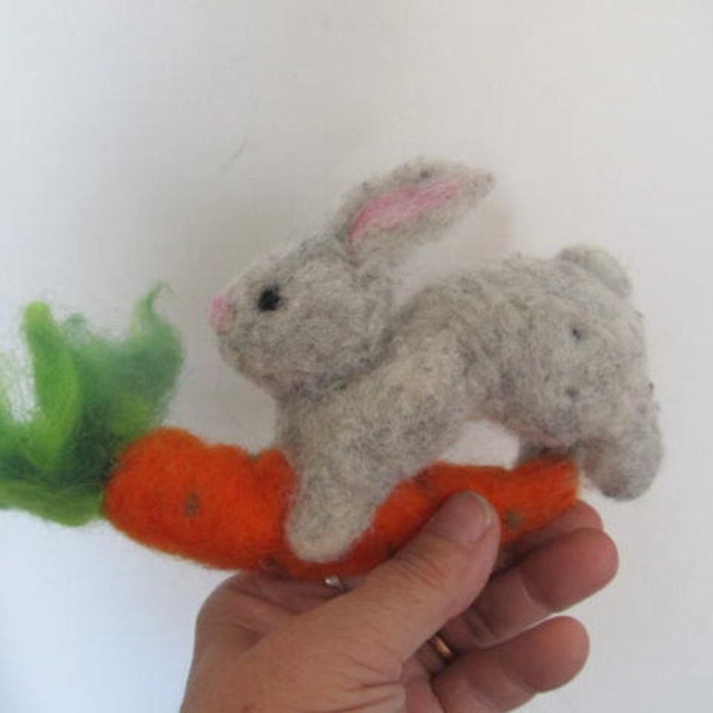 Easter Bunny Gray Bunny Rabbit Wool Easter Decor Needle Felted wool Figurine